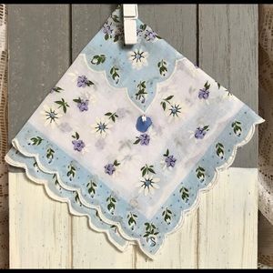 Bridal shower gift! Vintage hankie with sea glass